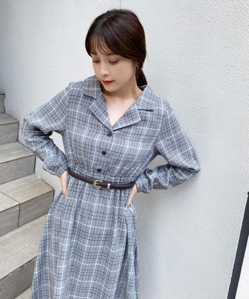 one after another NICE CLAUP（ワンアフターアナザーナイスクラップ）の「【ZOZOTOWN限定・大好評リバイバルアイテム】開襟レトロワンピース（ワンピース・レディース・ブラック/ブラック系その他/ブラウン/ブラウン系その他・FREE/L）」の22枚目の写真