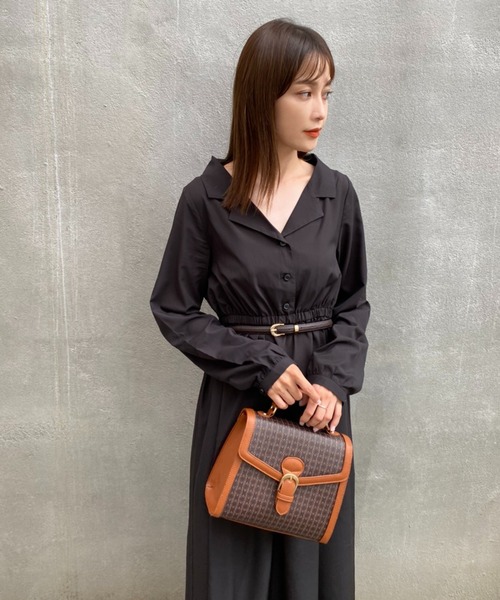 one after another NICE CLAUP（ワンアフターアナザーナイスクラップ）の「【ZOZOTOWN限定・大好評リバイバルアイテム】開襟レトロワンピース（ワンピース・レディース・ブラック/ブラック系その他/ブラウン/ブラウン系その他・FREE/L）」の18枚目の写真