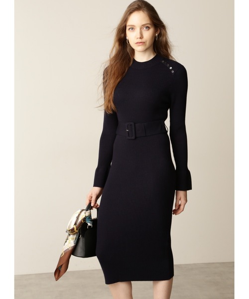 PINKY&DIANNE（ピンキーアンドダイアン）の「◆サイドボタンリブニットワンピース（ワンピース・レディース・ネイビー/ピンク系その他・38）」の2枚目の写真