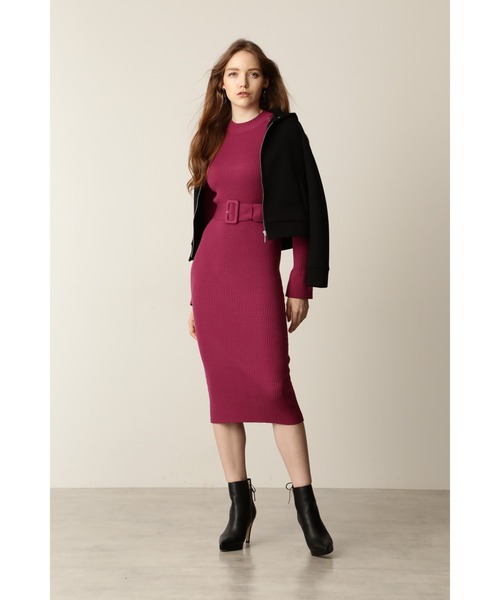 PINKY&DIANNE（ピンキーアンドダイアン）の「◆サイドボタンリブニットワンピース（ワンピース・レディース・ネイビー/ピンク系その他・38）」の3枚目の写真