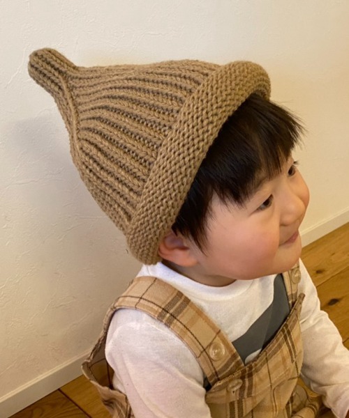 LITTLE GRIN BUDDY（リトル グリンバディ）の「【LITTLE GRIN BUDDY/リトルグリンバディ】【ベビー】さんかくニット帽/Sankaku Knit Watch（ニットキャップ/ビーニー・キッズ・パープル/ブルー/ベージュ・50）」の7枚目の写真