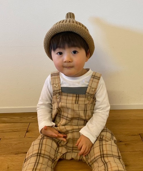 LITTLE GRIN BUDDY（リトル グリンバディ）の「【LITTLE GRIN BUDDY/リトルグリンバディ】【ベビー】さんかくニット帽/Sankaku Knit Watch（ニットキャップ/ビーニー・キッズ・パープル/ブルー/ベージュ・50）」の6枚目の写真