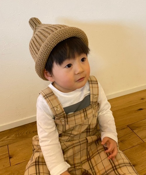 LITTLE GRIN BUDDY（リトル グリンバディ）の「【LITTLE GRIN BUDDY/リトルグリンバディ】【ベビー】さんかくニット帽/Sankaku Knit Watch（ニットキャップ/ビーニー・キッズ・パープル/ブルー/ベージュ・50）」の5枚目の写真