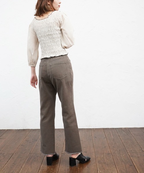 Cheek(チーク)の「ピンタックカラーデニムパンツ(デニムパンツ・レディース・チャコールグレー/ブラウン/ネイビー・SMALL/MEDIUM)」の12枚目の写真