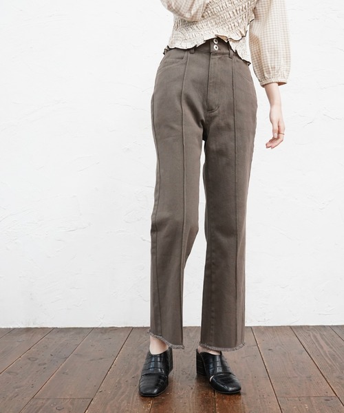 Cheek(チーク)の「ピンタックカラーデニムパンツ(デニムパンツ・レディース・チャコールグレー/ブラウン/ネイビー・SMALL/MEDIUM)」の10枚目の写真