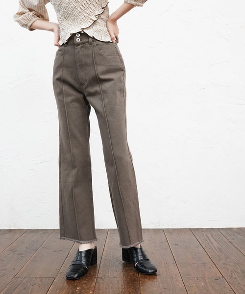 Cheek(チーク)の「ピンタックカラーデニムパンツ(デニムパンツ・レディース・チャコールグレー/ブラウン/ネイビー・SMALL/MEDIUM)」の11枚目の写真