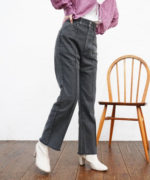 Cheek(チーク)の「ピンタックカラーデニムパンツ(デニムパンツ・レディース・チャコールグレー/ブラウン/ネイビー・SMALL/MEDIUM)」の5枚目の写真