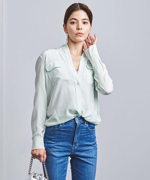 EQUIPMENT(エキップモン)の「<EQUIPMENT(エキップモン)>SLIM Wポケット シャツ ■■■(シャツ/ブラウス・レディース・ライム・S)」の6枚目の写真