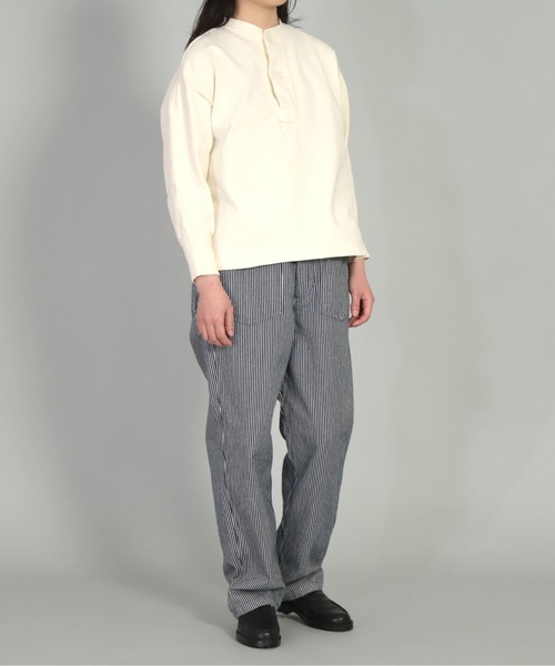 OMNIGOD（オムニゴッド）の「[OMNIGOD womens / オムニゴッド] 8/天竺 ミリタリーヘンリーネックマニッシュトレーナー（Tシャツ/カットソー・レディース・ホワイト/ブラック/カーキ・FREE）」の5枚目の写真