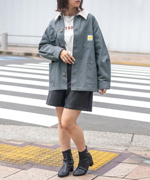 PairPair（ペアペア）の「衿配色カバーオールジャケット(ユニセックス)（カバーオール・メンズ・ブラウン/カーキ/アイボリー/グレイッシュブルー・MEDIUM/LARGE）」の19枚目の写真