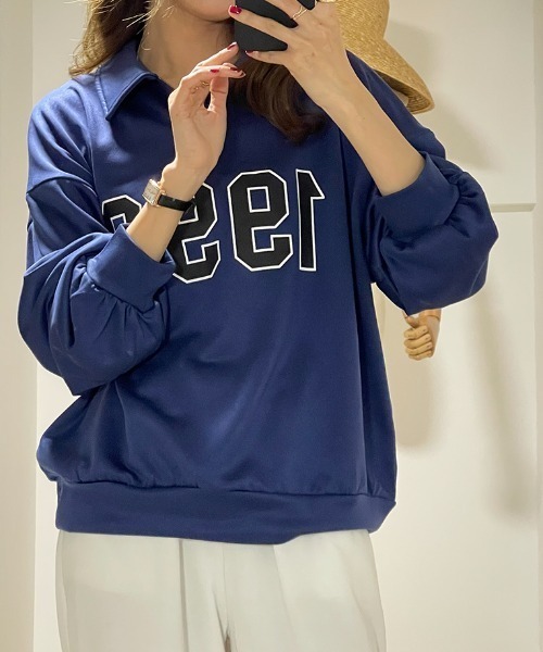 Diosfront(ディオスフロント)の「フロントジップカラープリントスウェットトレーナー(スウェット・レディース・ネイビー/杢グレー・M/L)」の15枚目の写真