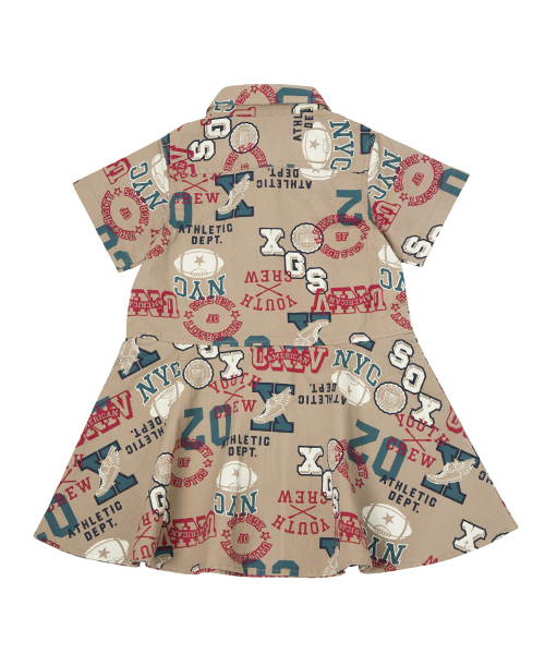X-girl Stages（エックスガールステージス）の「SHIRT DRESS "COLLEGE PATTERN" (4T～7T)（ワンピース・キッズ・ベージュ/ネイビー・6T/7T/4T/5T）」の3枚目の写真