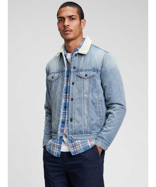 GAP(ギャップ)の「アイコンデニム シェルパジャケット(デニムジャケット・メンズ・インディゴブルー/ライトインディゴブルー・S/M/L/XS/XL)」の1枚目の写真