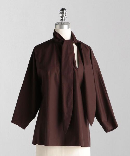 ＜LOEFF（ロエフ）＞オーガニックコットン タイプライター リボンタイブラウス◆