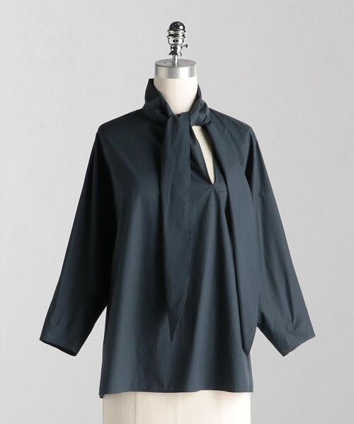 ＜LOEFF（ロエフ）＞オーガニックコットン タイプライター リボンタイブラウス◆