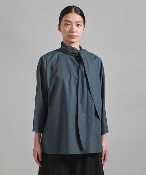 ＜LOEFF（ロエフ）＞オーガニックコットン タイプライター リボンタイブラウス◆