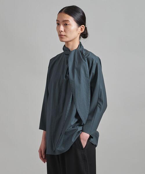 ＜LOEFF（ロエフ）＞オーガニックコットン タイプライター リボンタイブラウス◆