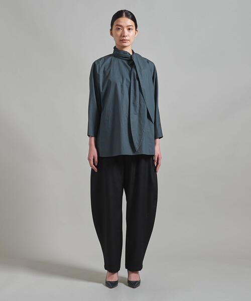 ＜LOEFF（ロエフ）＞オーガニックコットン タイプライター リボンタイブラウス◆