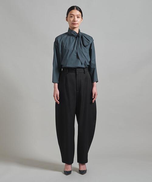 ＜LOEFF（ロエフ）＞オーガニックコットン タイプライター リボンタイブラウス◆