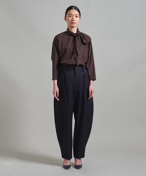 ＜LOEFF（ロエフ）＞オーガニックコットン タイプライター リボンタイブラウス◆
