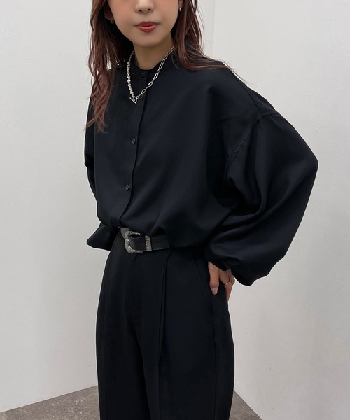 apres jour mignon(アプレジュールミニョン)の「バンドカラーシャツ【SETUP着用可能】 【ZOZOTOWN限定アイテム】(シャツ/ブラウス・レディース・ブラック/パープル系その他3/グリーン系その他2/チャコールグレー・フリー/X-LARGE)」の6枚目の写真