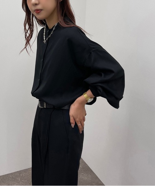 apres jour mignon(アプレジュールミニョン)の「バンドカラーシャツ【SETUP着用可能】 【ZOZOTOWN限定アイテム】(シャツ/ブラウス・レディース・ブラック/パープル系その他3/グリーン系その他2/チャコールグレー・フリー/X-LARGE)」の7枚目の写真