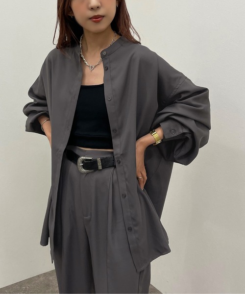 apres jour mignon(アプレジュールミニョン)の「バンドカラーシャツ【SETUP着用可能】 【ZOZOTOWN限定アイテム】(シャツ/ブラウス・レディース・ブラック/パープル系その他3/グリーン系その他2/チャコールグレー・フリー/X-LARGE)」の12枚目の写真