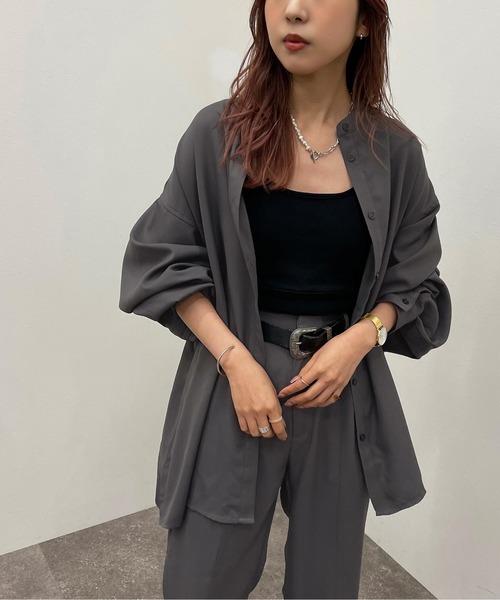 apres jour mignon(アプレジュールミニョン)の「バンドカラーシャツ【SETUP着用可能】 【ZOZOTOWN限定アイテム】(シャツ/ブラウス・レディース・ブラック/パープル系その他3/グリーン系その他2/チャコールグレー・フリー/X-LARGE)」の13枚目の写真