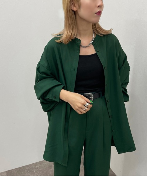 apres jour mignon(アプレジュールミニョン)の「バンドカラーシャツ【SETUP着用可能】 【ZOZOTOWN限定アイテム】(シャツ/ブラウス・レディース・ブラック/パープル系その他3/グリーン系その他2/チャコールグレー・フリー/X-LARGE)」の19枚目の写真