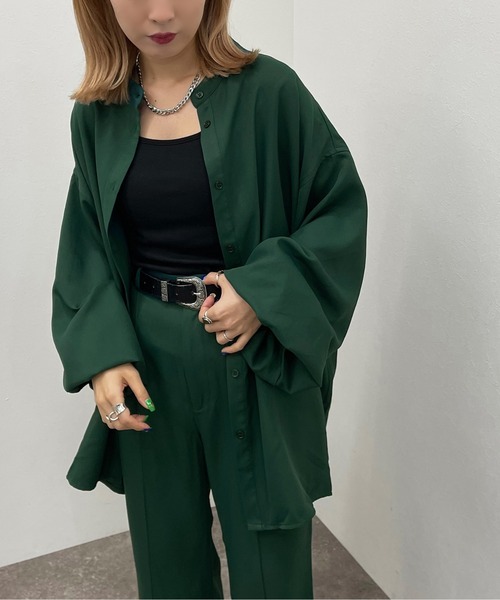 apres jour mignon(アプレジュールミニョン)の「バンドカラーシャツ【SETUP着用可能】 【ZOZOTOWN限定アイテム】(シャツ/ブラウス・レディース・ブラック/パープル系その他3/グリーン系その他2/チャコールグレー・フリー/X-LARGE)」の20枚目の写真