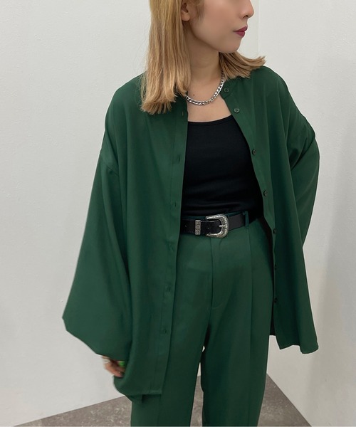 apres jour mignon(アプレジュールミニョン)の「バンドカラーシャツ【SETUP着用可能】 【ZOZOTOWN限定アイテム】(シャツ/ブラウス・レディース・ブラック/パープル系その他3/グリーン系その他2/チャコールグレー・フリー/X-LARGE)」の21枚目の写真
