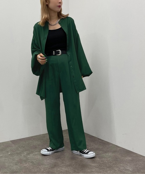 apres jour mignon(アプレジュールミニョン)の「バンドカラーシャツ【SETUP着用可能】 【ZOZOTOWN限定アイテム】(シャツ/ブラウス・レディース・ブラック/パープル系その他3/グリーン系その他2/チャコールグレー・フリー/X-LARGE)」の22枚目の写真