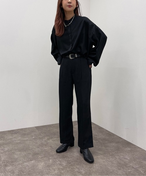 apres jour mignon(アプレジュールミニョン)の「バンドカラーシャツ【SETUP着用可能】 【ZOZOTOWN限定アイテム】(シャツ/ブラウス・レディース・ブラック/パープル系その他3/グリーン系その他2/チャコールグレー・フリー/X-LARGE)」の10枚目の写真