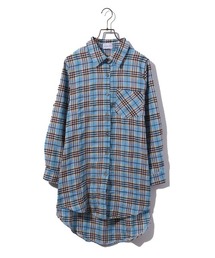 チェックロングシャツワンピース