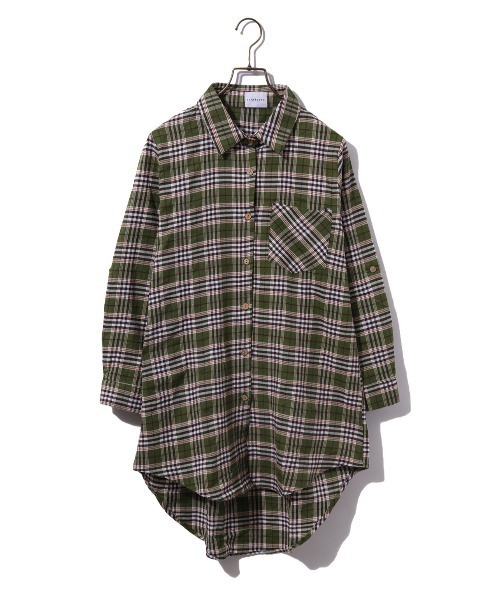 sara&cake(サラアンドケイク)の「チェックロングシャツワンピース(シャツワンピース・レディース・ブルー/イエロー/グリーン/レッド・FREE)」の3枚目の写真