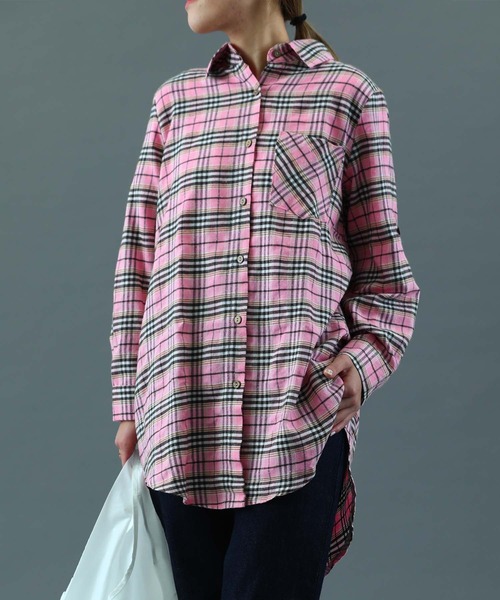 sara&cake(サラアンドケイク)の「チェックロングシャツワンピース(シャツワンピース・レディース・ブルー/イエロー/グリーン/レッド・FREE)」の9枚目の写真