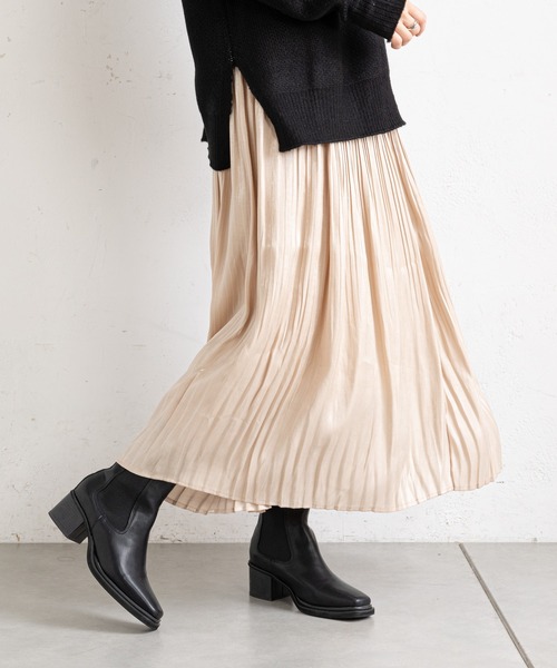 prose verse（プロズヴェール）の「オーロラツイル消しプリーツスカート（スカート・レディース・グレー/チャコールグレー/ベージュ・FREE）」の3枚目の写真