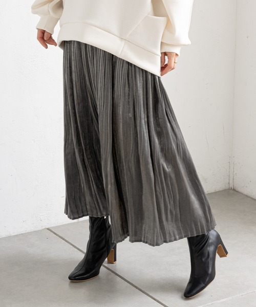 prose verse（プロズヴェール）の「オーロラツイル消しプリーツスカート（スカート・レディース・グレー/チャコールグレー/ベージュ・FREE）」の2枚目の写真