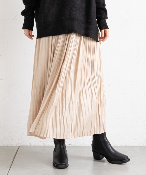 prose verse（プロズヴェール）の「オーロラツイル消しプリーツスカート（スカート・レディース・グレー/チャコールグレー/ベージュ・FREE）」の14枚目の写真