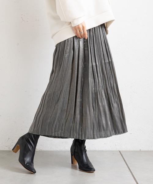 prose verse（プロズヴェール）の「オーロラツイル消しプリーツスカート（スカート・レディース・グレー/チャコールグレー/ベージュ・FREE）」の19枚目の写真