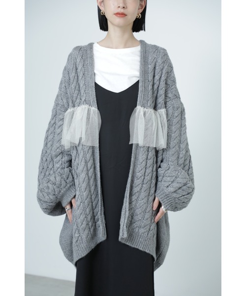 ROSE BUD（ローズバッド）の「(MIRROR MIRROR ON THE WALL)ケーブルビッグカーディガン（カーディガン/ボレロ・レディース・グレー/ブルー・FREE）」の15枚目の写真