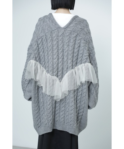 ROSE BUD（ローズバッド）の「(MIRROR MIRROR ON THE WALL)ケーブルビッグカーディガン（カーディガン/ボレロ・レディース・グレー/ブルー・FREE）」の13枚目の写真