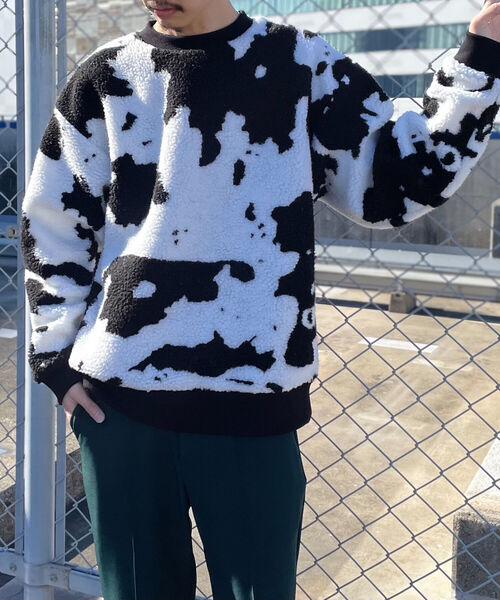 GLOSTER（グロスター）の「【GLOSTER/グロスター】ジャガードボア フリースプルオーバー カウ/カラー迷彩/無地（スウェット・メンズ・ホワイト系その他5/パープル系その他5/ブラック・MEDIUM/LARGE）」の2枚目の写真