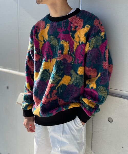 GLOSTER（グロスター）の「【GLOSTER/グロスター】ジャガードボア フリースプルオーバー カウ/カラー迷彩/無地（スウェット・メンズ・ホワイト系その他5/パープル系その他5/ブラック・MEDIUM/LARGE）」の3枚目の写真