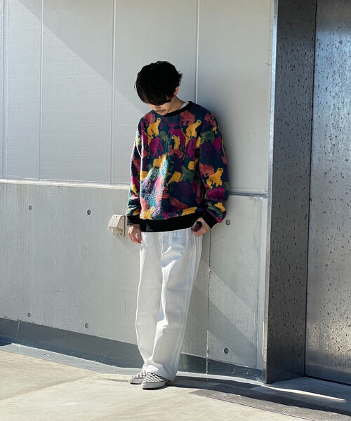 GLOSTER（グロスター）の「【GLOSTER/グロスター】ジャガードボア フリースプルオーバー カウ/カラー迷彩/無地（スウェット・メンズ・ホワイト系その他5/パープル系その他5/ブラック・MEDIUM/LARGE）」の4枚目の写真