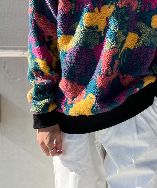 GLOSTER（グロスター）の「【GLOSTER/グロスター】ジャガードボア フリースプルオーバー カウ/カラー迷彩/無地（スウェット・メンズ・ホワイト系その他5/パープル系その他5/ブラック・MEDIUM/LARGE）」の5枚目の写真