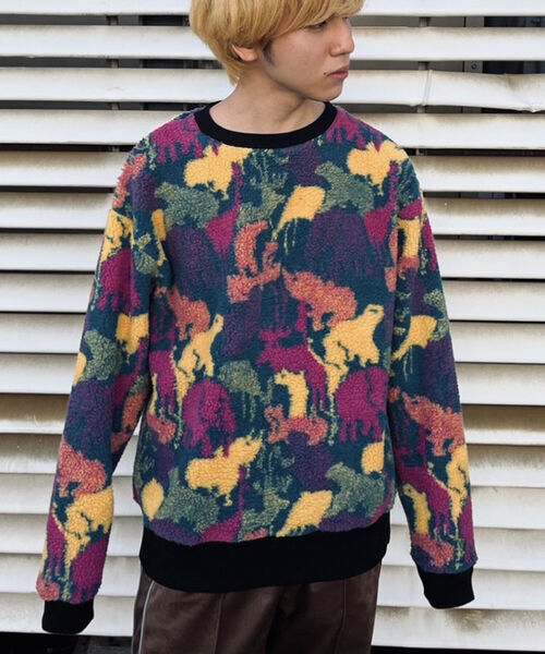 GLOSTER（グロスター）の「【GLOSTER/グロスター】ジャガードボア フリースプルオーバー カウ/カラー迷彩/無地（スウェット・メンズ・ホワイト系その他5/パープル系その他5/ブラック・MEDIUM/LARGE）」の7枚目の写真