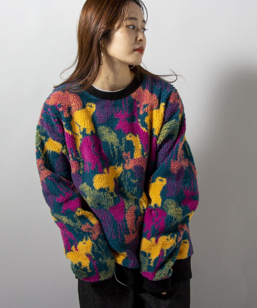 GLOSTER（グロスター）の「【GLOSTER/グロスター】ジャガードボア フリースプルオーバー カウ/カラー迷彩/無地（スウェット・メンズ・ホワイト系その他5/パープル系その他5/ブラック・MEDIUM/LARGE）」の13枚目の写真