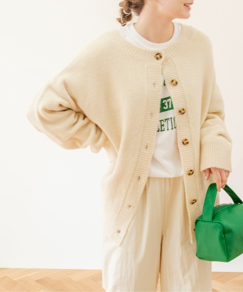 ANGIE(アンジー)の「2WAYオーバーサイズカラーカーディガン(カーディガン/ボレロ・レディース・ブラック/レッド/ブルー/グリーン/アイボリー/ライム/ピンク/オレンジ/ベージュ/杢グレー・FREE)」の2枚目の写真