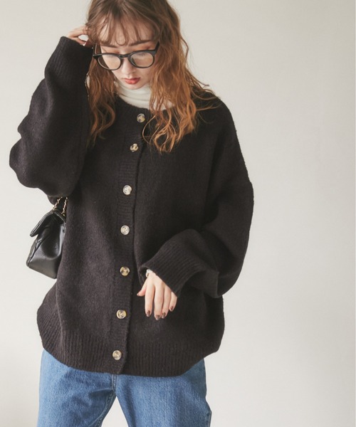 ANGIE(アンジー)の「2WAYオーバーサイズカラーカーディガン(カーディガン/ボレロ・レディース・ブラック/レッド/ブルー/グリーン/アイボリー/ライム/ピンク/オレンジ/ベージュ/杢グレー・FREE)」の3枚目の写真